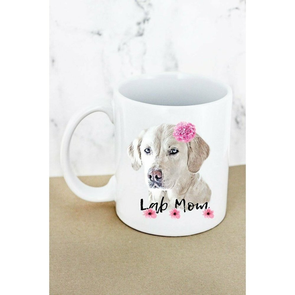 Coffee Cup Mug Floral Lab Labrador Dog Ceramic
